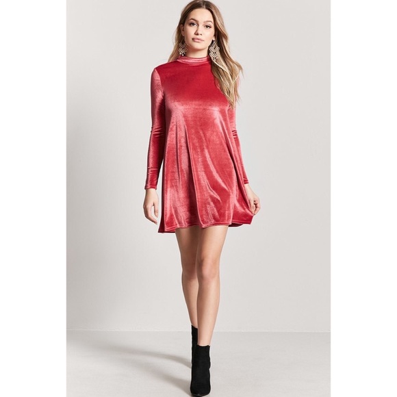 Velvet Shift dress mock neck - Picture 3 of 4